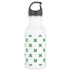 Green cross stitches on white 532 ml water bottle