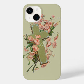 Green Cross With Pink Flowers Case-Mate iPhone 14 Case