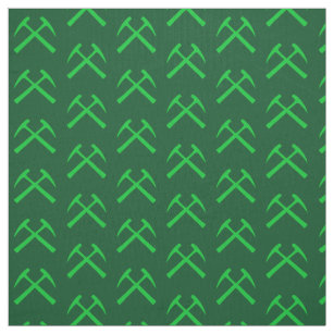Green Crossed Rock Hammers Fabric