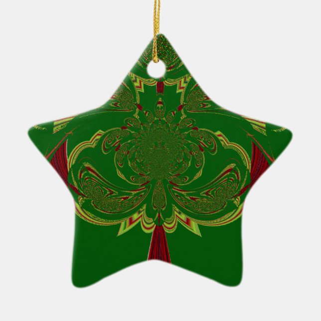 Green Crown Ceramic Ornament (Front)
