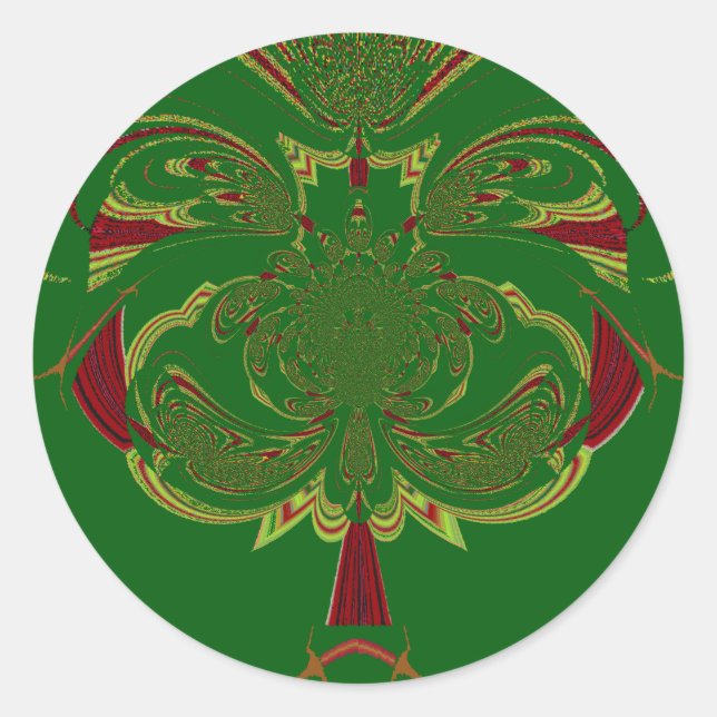 Green Crown Classic Round Sticker (Front)