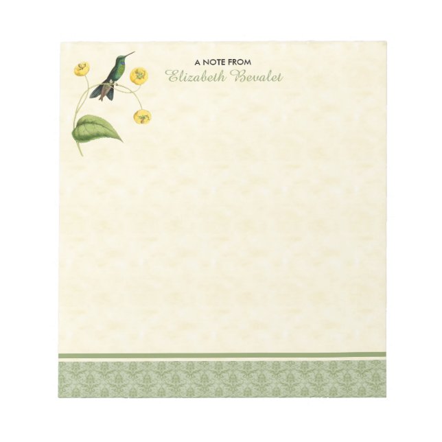 Green Crowned Brilliant Hummingbird Notepad (Front)