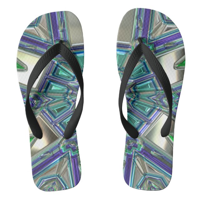 Green Crystal Fractal Flip Flops (Footbed)