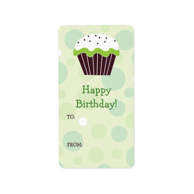 Green Cupcake Étiquette cadeau (Devant)