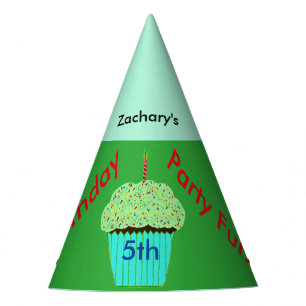Green Cupcake Personalized Birthday Hats