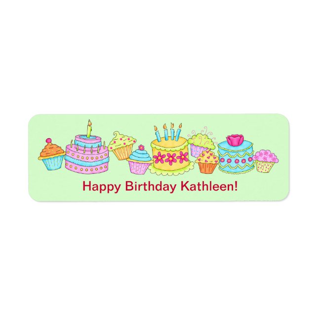 Green Cupcakes / Cake Happy Birthday Personalized (Front)