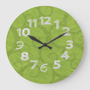 Green curls lines large clock