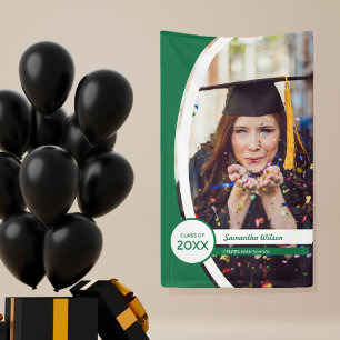 Green Curved Frame Photo Graduation Banner