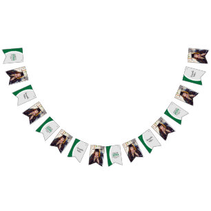 Green Curved Frame Photo Graduation Bunting Flags