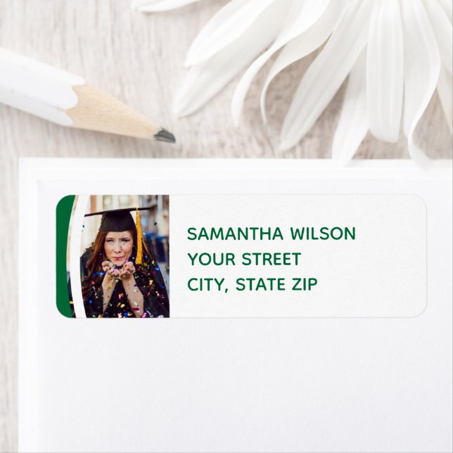 Green Curved Frame Photo Graduation Label (Insitu)