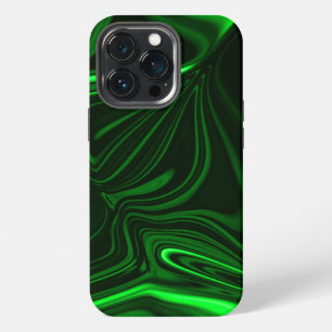 Green curves,folded nickel-plated, dark background iPhone 13 pro case