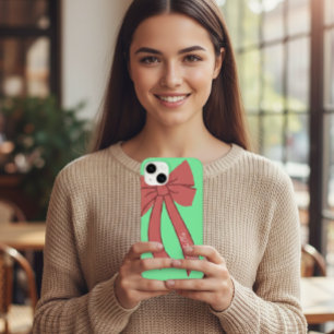 Green Custody with Red Wine Bow and Personalized Case-Mate iPhone 14 Plus Case