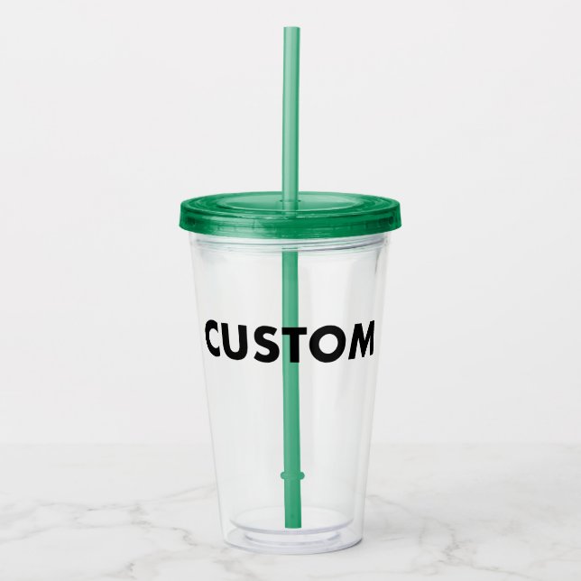 GREEN Custom Acrylic Tumbler Blank with Lid, Straw (Front)