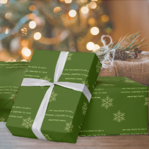 Green Custom Add Message Snowflake Wrapping Paper