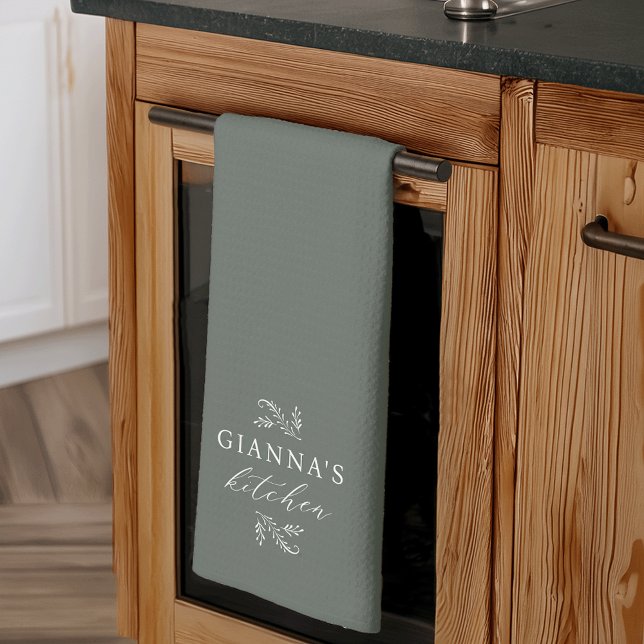 Green | Custom Botanical Your Name's Kitchen Towel (Creator Uploaded)