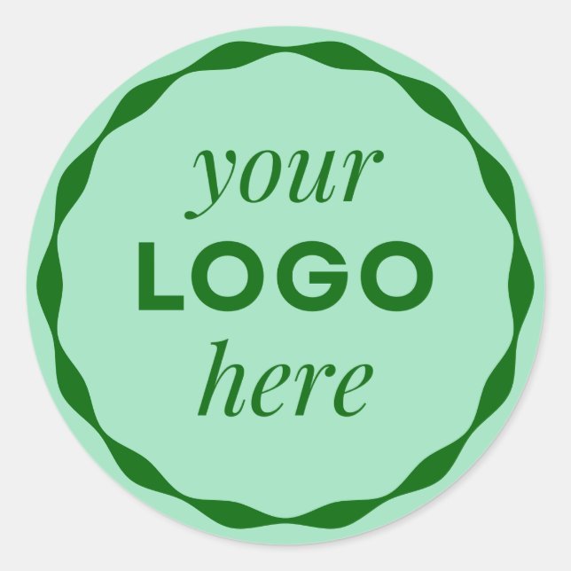 Green Custom Business Logo Scallop Circle Sticker (Front)