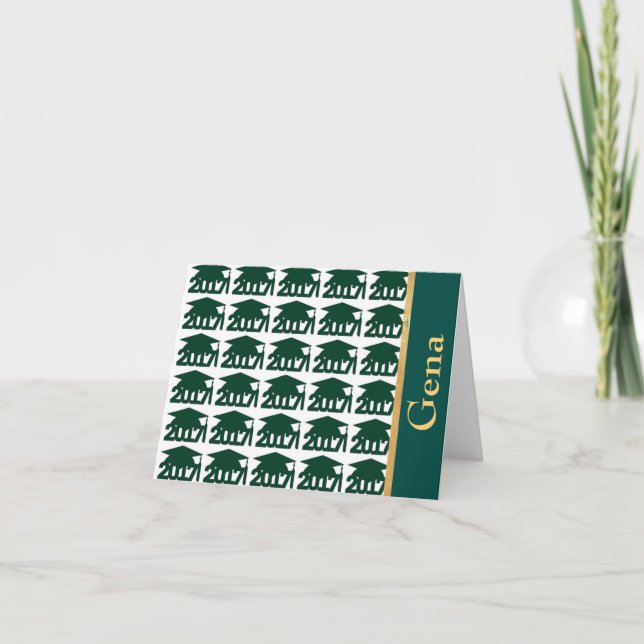 Green Custom Class of 2017 Graduation Cartes pour  (Devant)