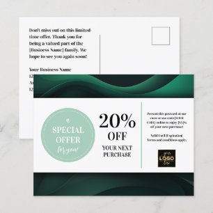 Green Custom Coupon Discount Postcard