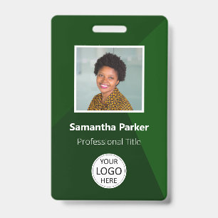 Green Custom Employee - Photo ID, Logo, Bar Code Badge