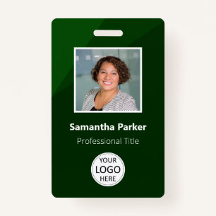 Green Custom Employee - Photo ID, Logo, Bar Code Badge