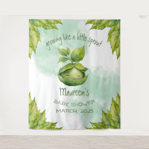 Green Custom Illustrated Nature Baby Shower  Tapestry
