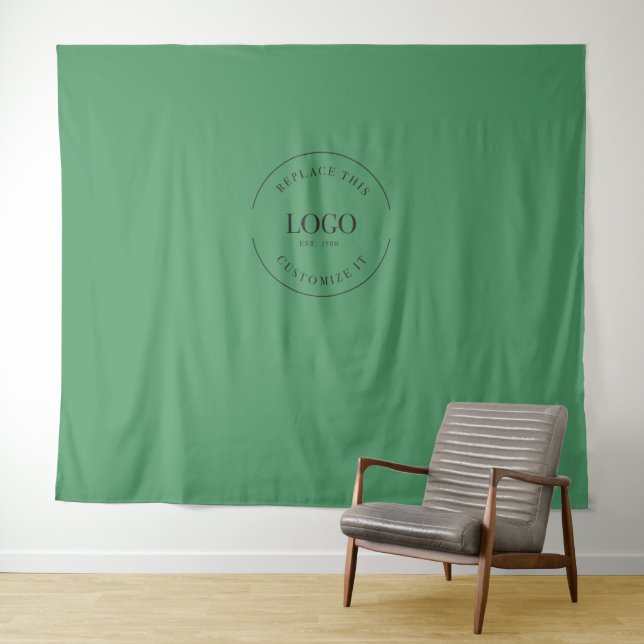green Custom Logo backdrop Company branding Tapestry (In Situ (Horizontal))