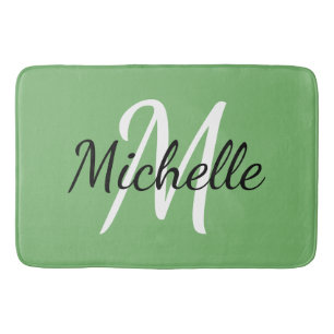 Green Custom Monogram Bath Mat