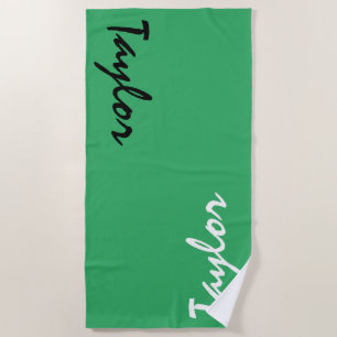 Green Custom Name Personalized Beach Towel