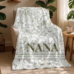 Green Custom NANA Names Fleece Blanket