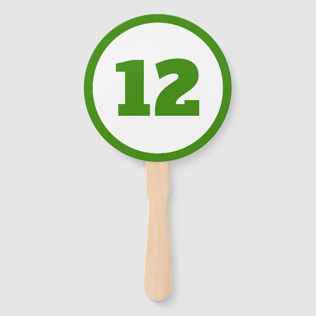 green custom number hand fan (Front)