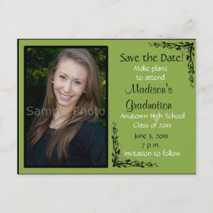 Green Custom Photo Graduation Enregistrer la carte