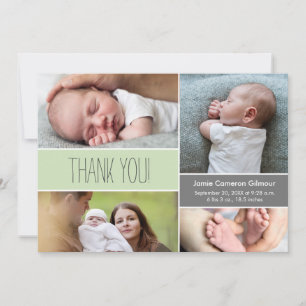 Green Custom Pictures Baby Shower Thank you Card