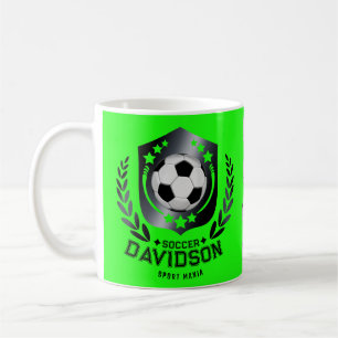 Green Custom Soccer Ball Personalized Text Gift Coffee Mug