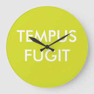 Green Custom Text Latin Phrases Tempus Fugit Large Clock
