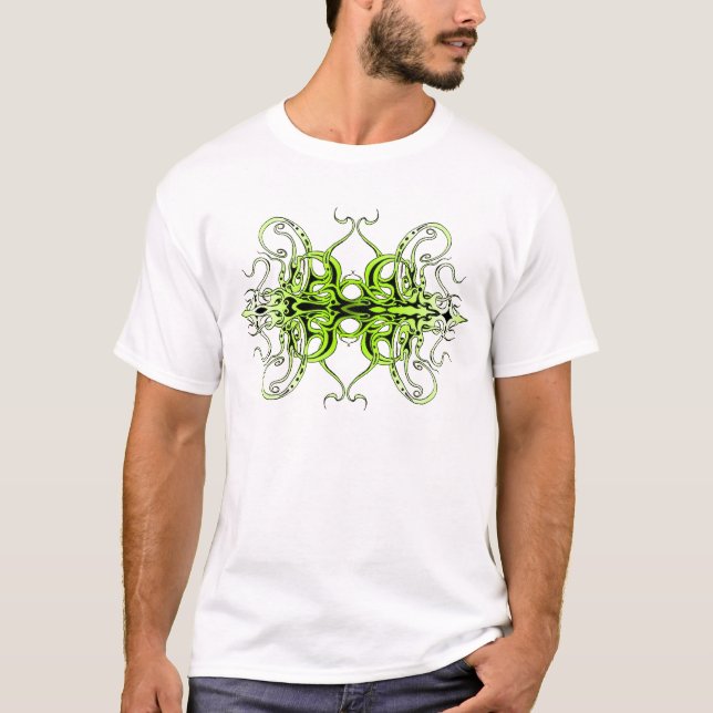Green Custom Tribal Tattoo Design T-Shirt (Front)