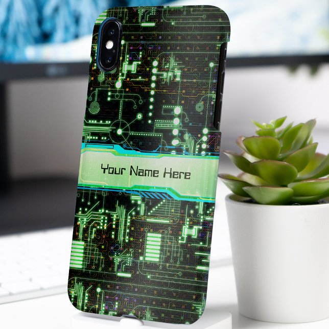 Green Customizable Circuit Board iPhone Case (Creator Uploaded)