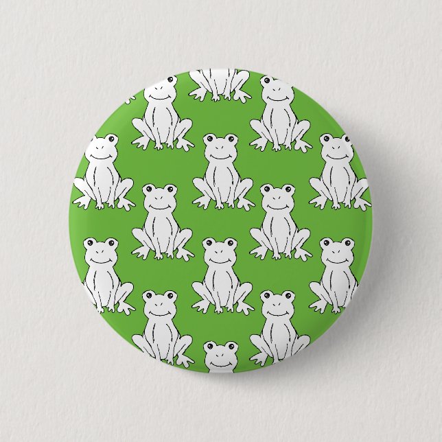Green Cute Animal Pattern Cartoon Frog Pattern 2 Inch Round Button (Front)
