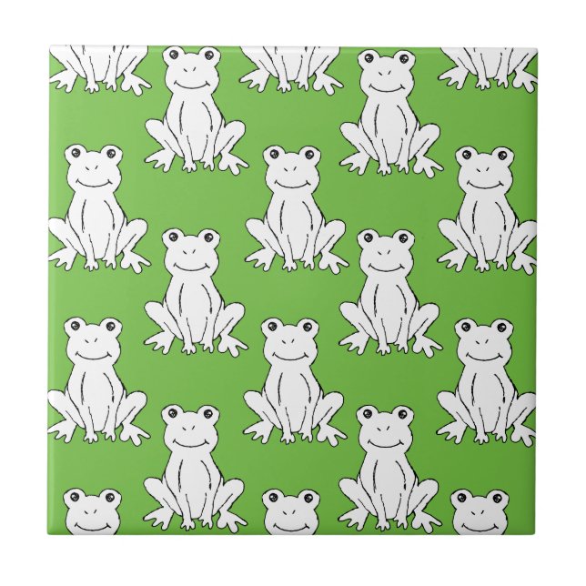 Green Cute Animal Pattern Cartoon Frog Pattern Tile (Front)