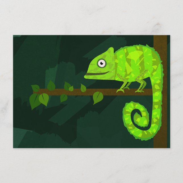 Green cute chameleon advice card (Front)