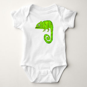 Green cute chameleon baby bodysuit