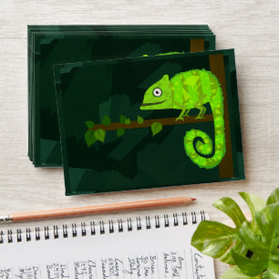 Green cute chameleon envelope