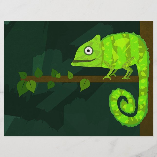 Green cute chameleon flyer (Front)