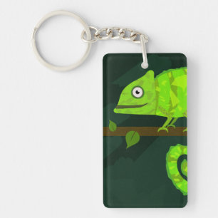 Green cute chameleon keychain