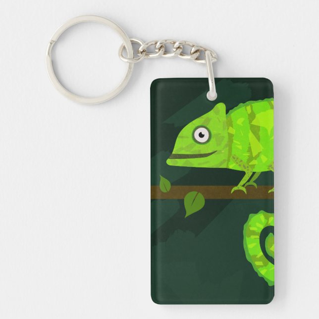 Green cute chameleon keychain (Front)
