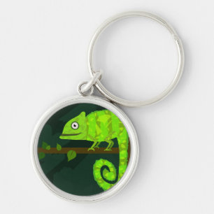 Green cute chameleon keychain