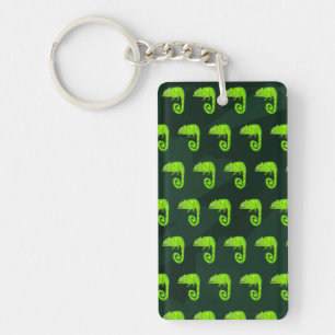 Green cute chameleon keychain