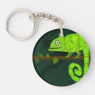 Green cute chameleon keychain