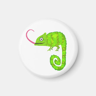 Green cute chameleon magnet
