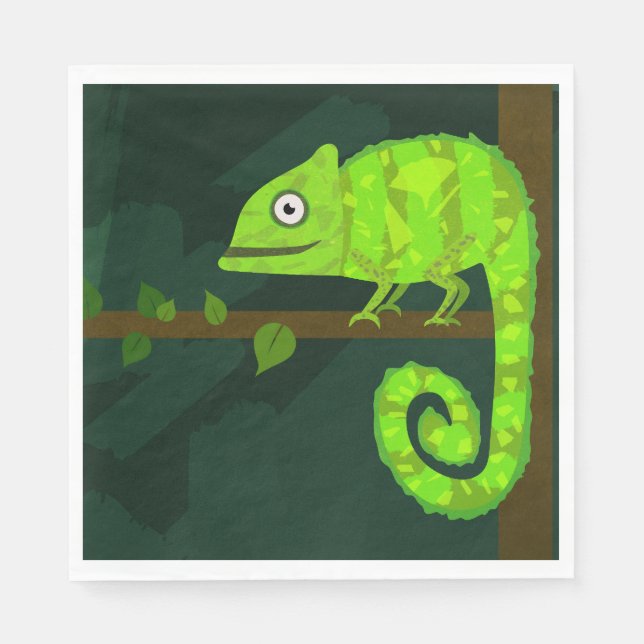 Green cute chameleon napkin (Front)