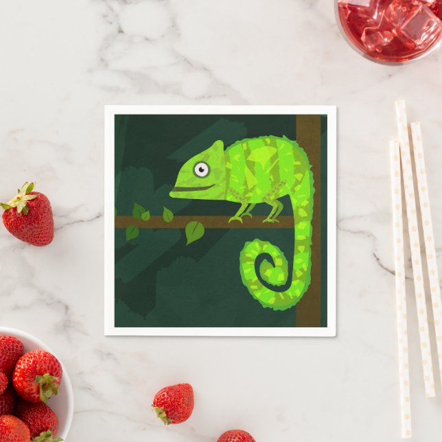 Green cute chameleon napkin (Insitu)
